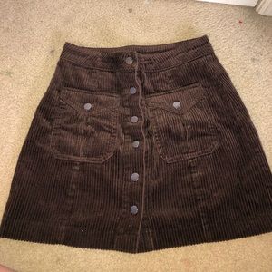 forever 21 brown corduroy button up skirt